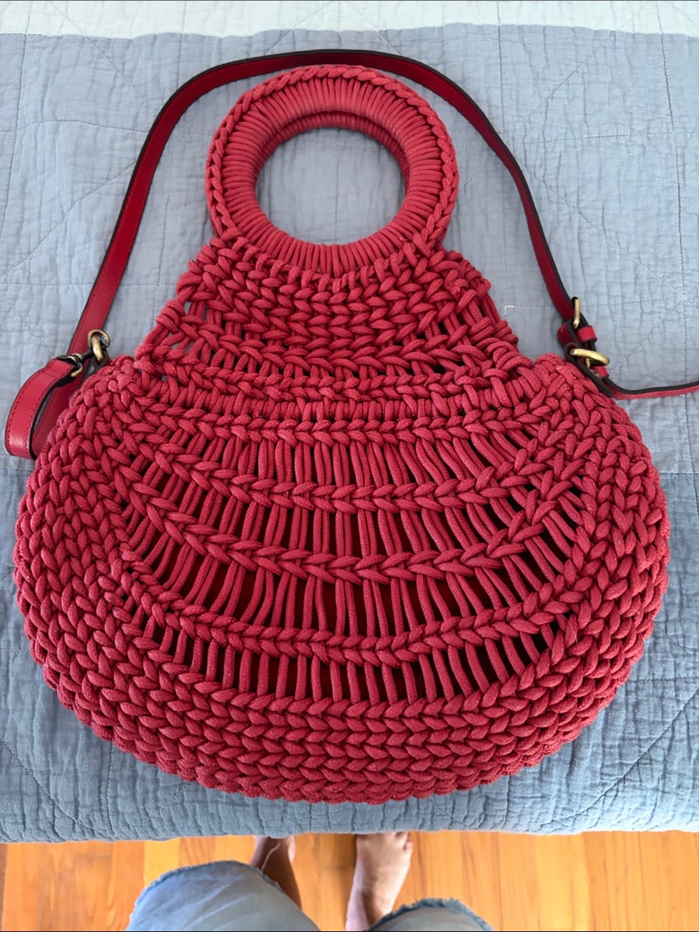 Patricia Nash Red Handwoven Round-Handle Shoulder Bag